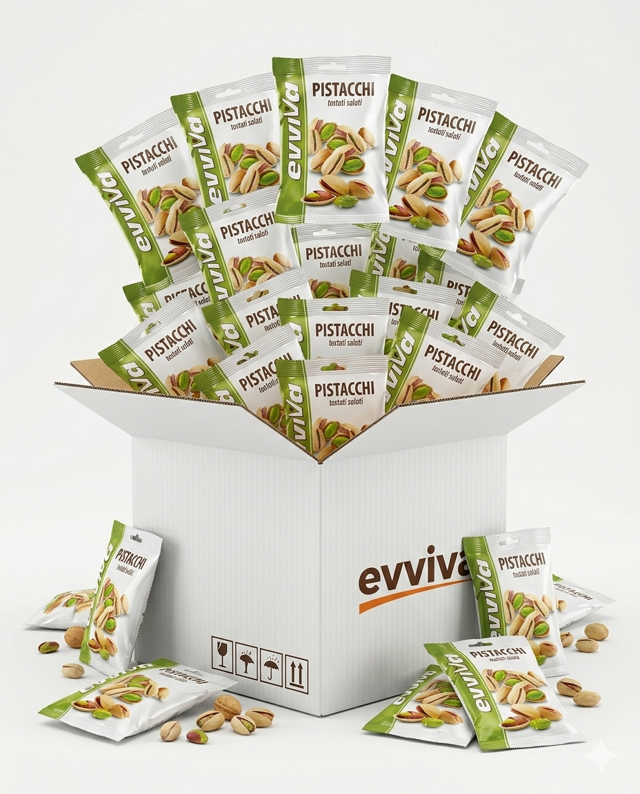 Evviva Pistacchi Tostati e Salati - Snack Naturale (Multipack 12/24/36 pz)