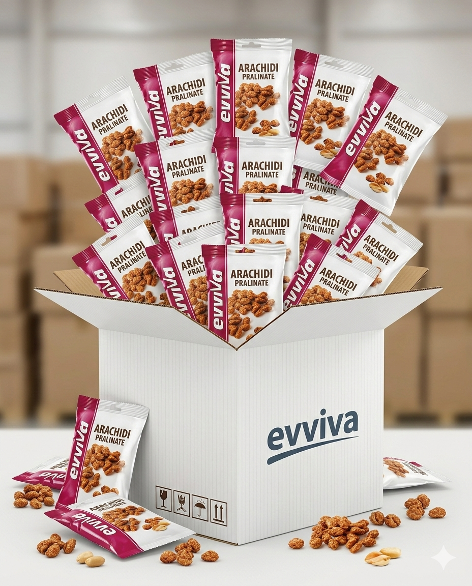 Evviva Arachidi Pralinate - Snack Dolce Croccante (Multipack 12/24/36 pz)